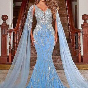 Portia & Scarlett gown with double cape